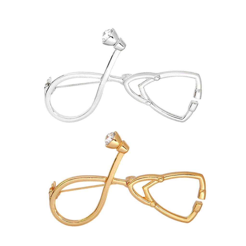 Stethoscopes Brooches Women Men Students Jewelry Brooch Pin Gift Gold