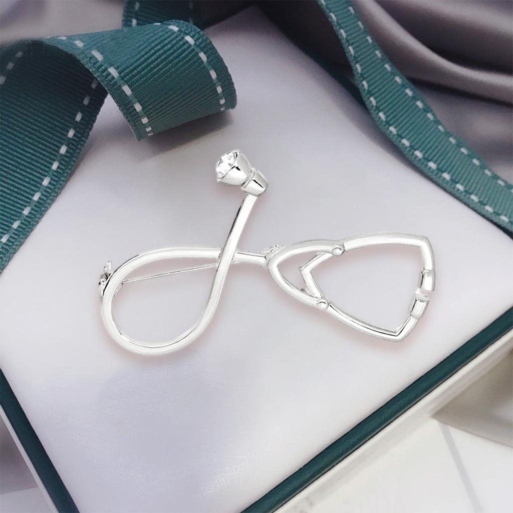 Stethoscopes Brooches Women Men Students Jewelry Brooch Pin Gift Silver
