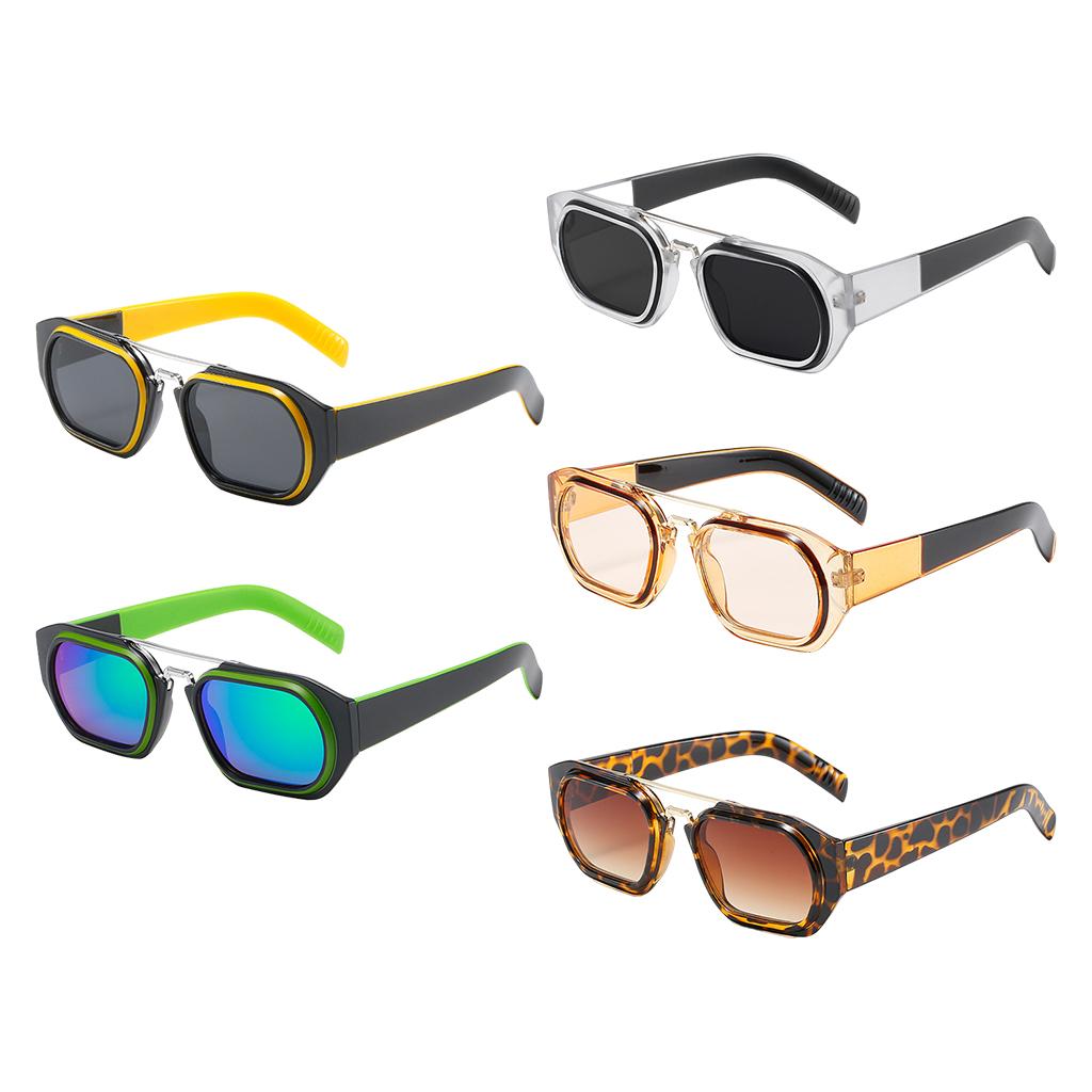 Trendy Retro Style Square Sun Glasses Party Props UV400 Glasses Black Yellow