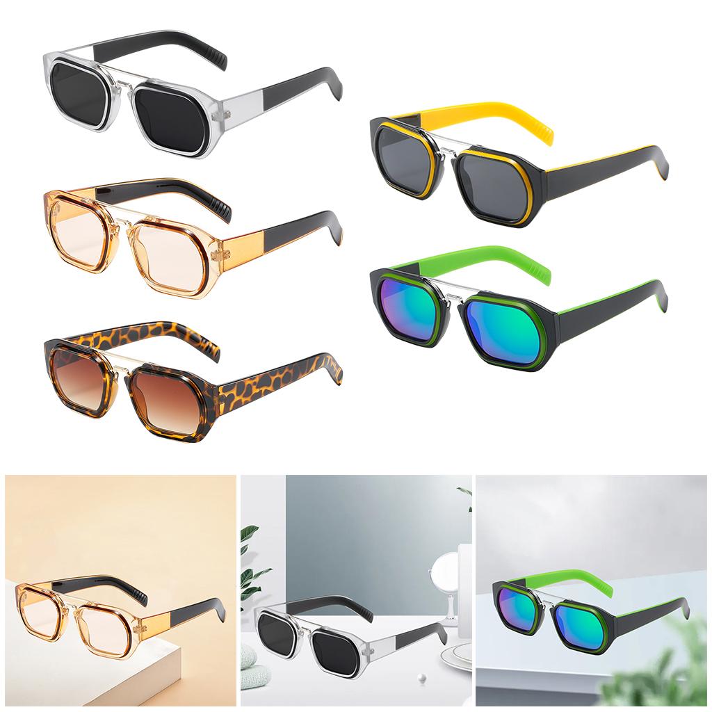 Trendy Retro Style Square Sun Glasses Party Props UV400 Glasses Black Yellow
