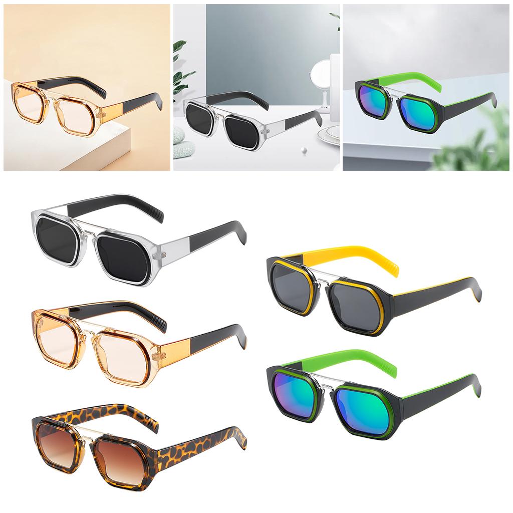 Trendy Retro Style Square Sun Glasses Party Props UV400 Glasses Black Yellow