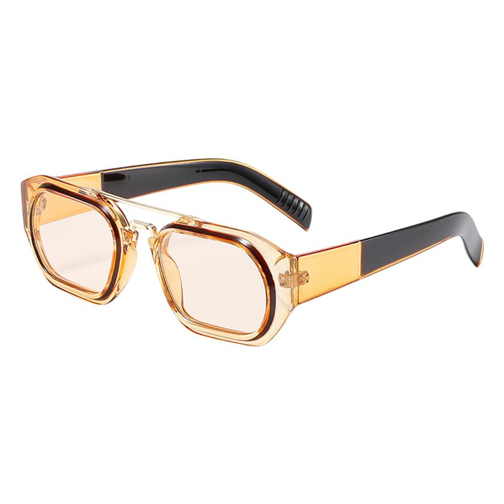 Trendy Retro Style Square Sun Glasses Party Props UV400 Glasses Black Tawny