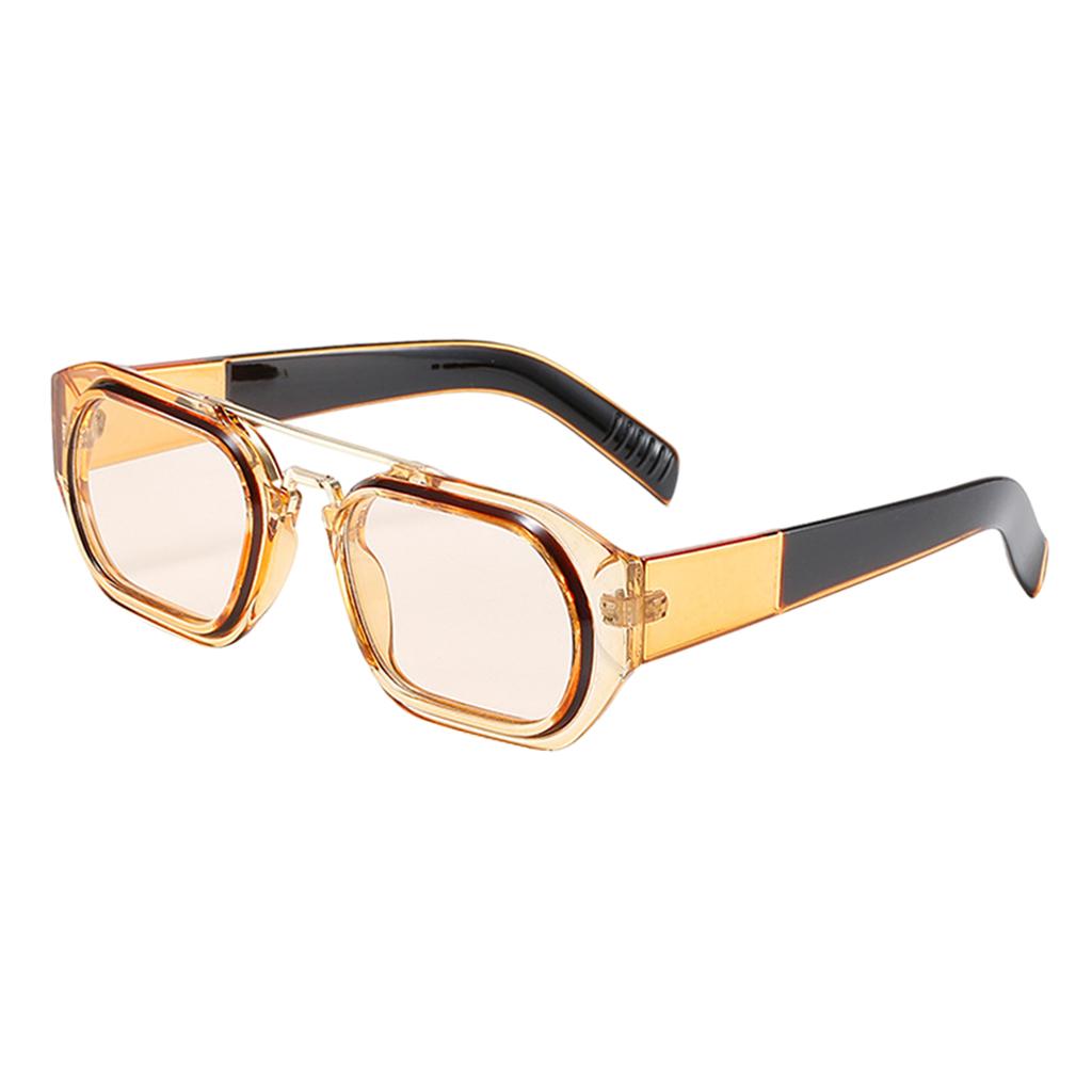 Trendy Retro Style Square Sun Glasses Party Props UV400 Glasses Black Tawny