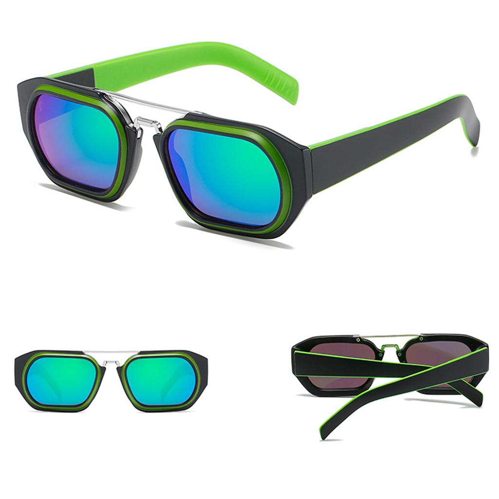 Trendy Retro Style Square Sun Glasses Party Props UV400 Glasses Black Green
