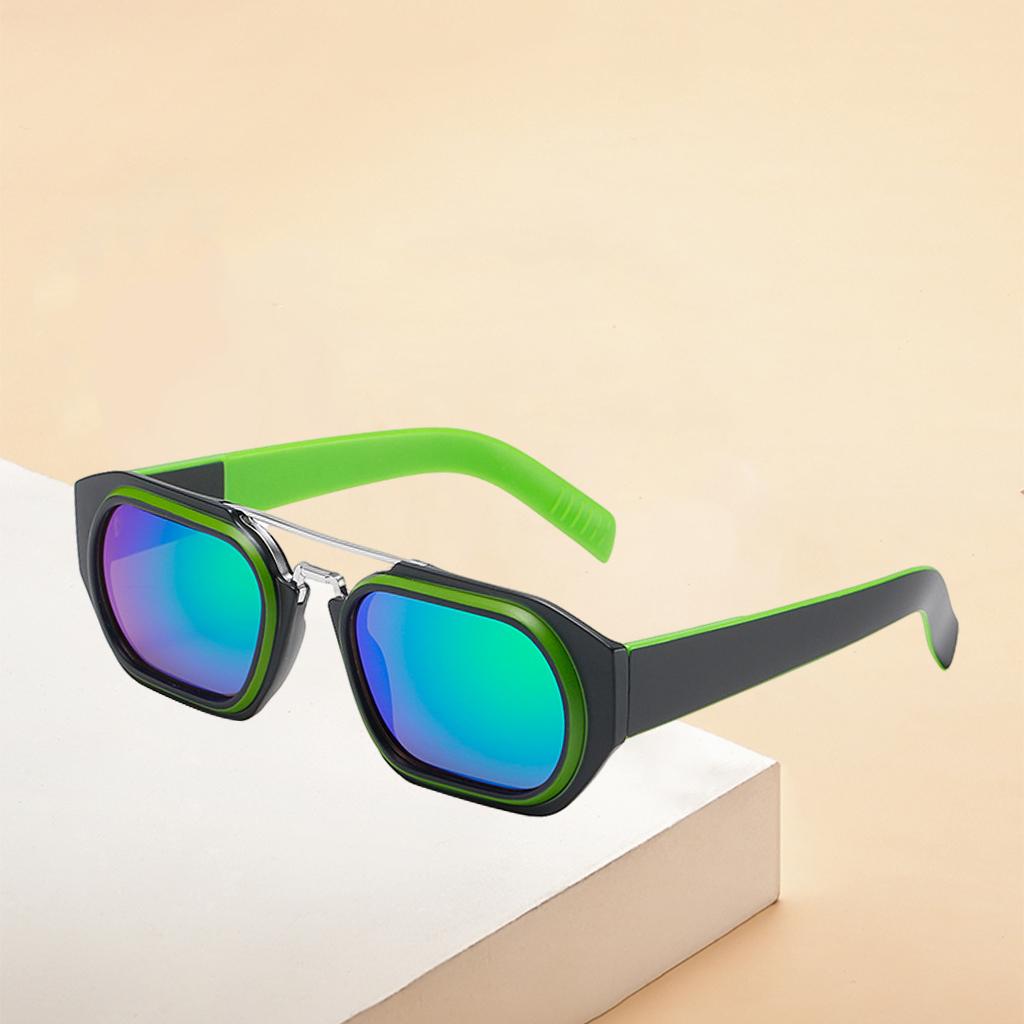 Trendy Retro Style Square Sun Glasses Party Props UV400 Glasses Black Green