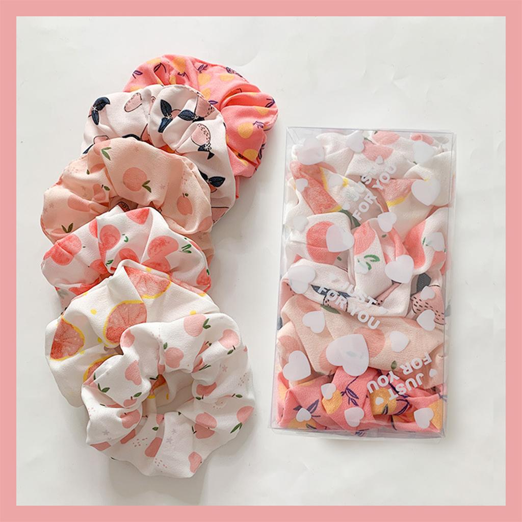 Hair Scrunchie Elastic Ponytail Ties Fashion Pony Tail Holder Band Bobbles 6PCS Pink
