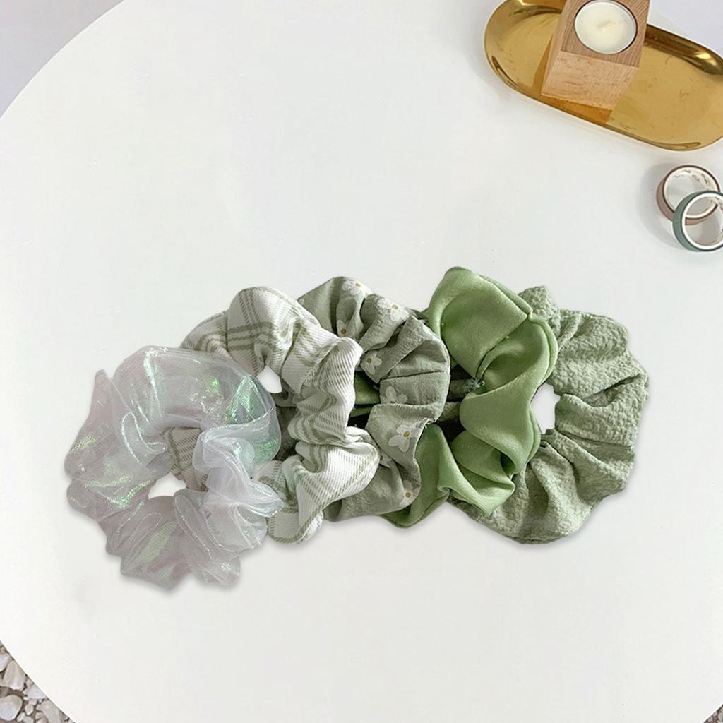 Hair Scrunchie Elastic Ponytail Ties Fashion Pony Tail Holder Band Bobbles 5PCS Green