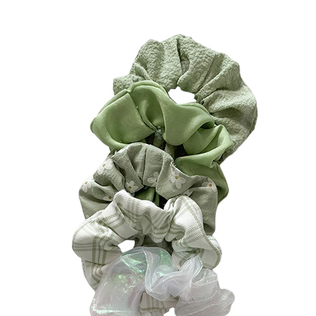 Hair Scrunchie Elastic Ponytail Ties Fashion Pony Tail Holder Band Bobbles 5PCS Green