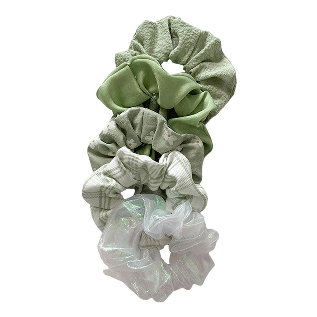 Hair Scrunchie Elastic Ponytail Ties Fashion Pony Tail Holder Band Bobbles 5PCS Green