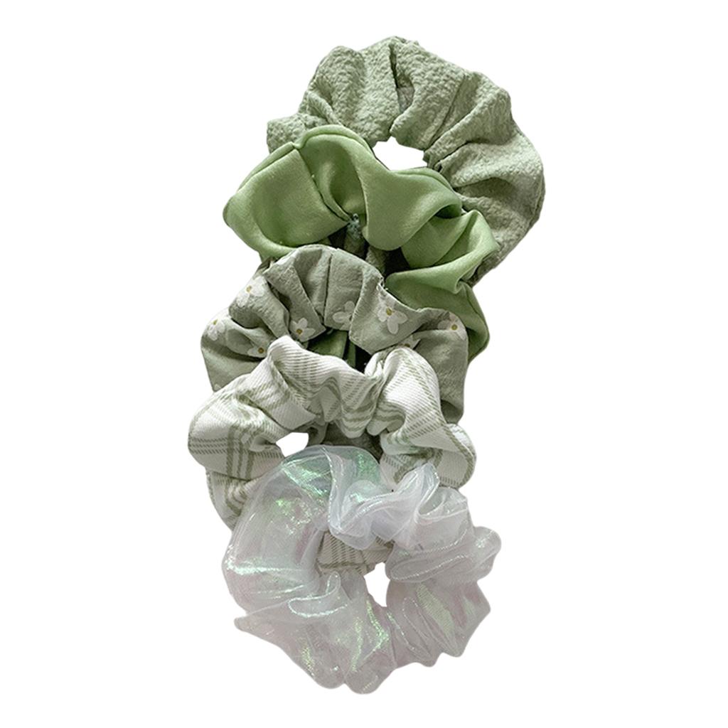 Hair Scrunchie Elastic Ponytail Ties Fashion Pony Tail Holder Band Bobbles 5PCS Green