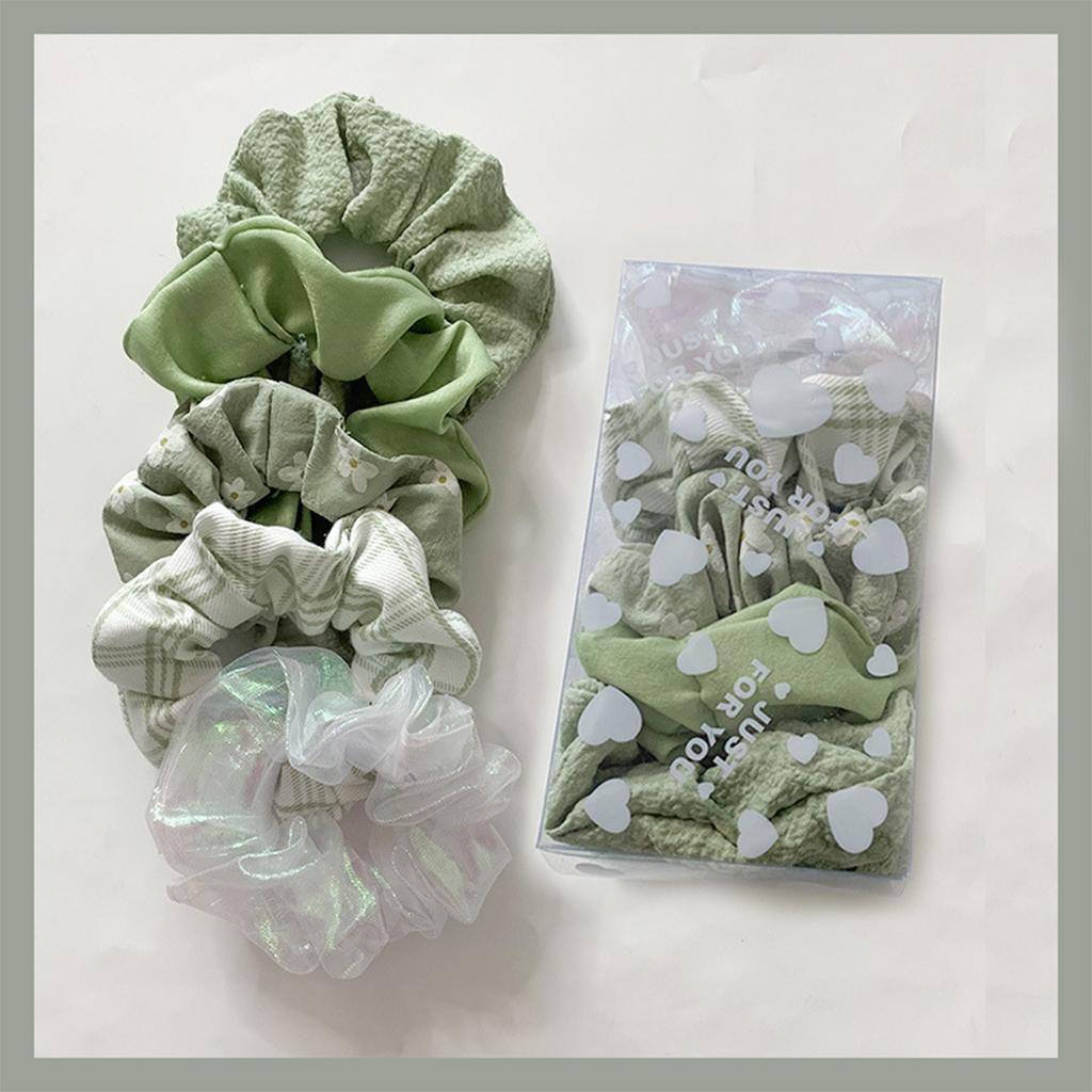 Hair Scrunchie Elastic Ponytail Ties Fashion Pony Tail Holder Band Bobbles 5PCS Green