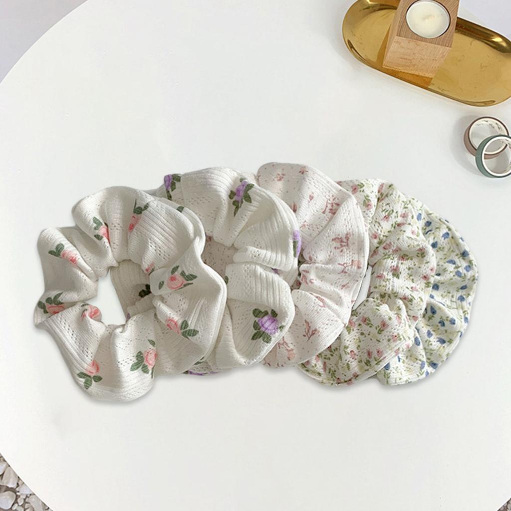 Hair Scrunchie Elastic Ponytail Ties Fashion Pony Tail Holder Band Bobbles 5PCS White