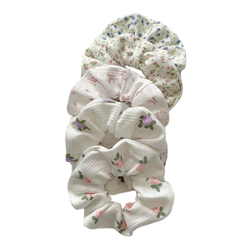 Hair Scrunchie Elastic Ponytail Ties Fashion Pony Tail Holder Band Bobbles 5PCS White