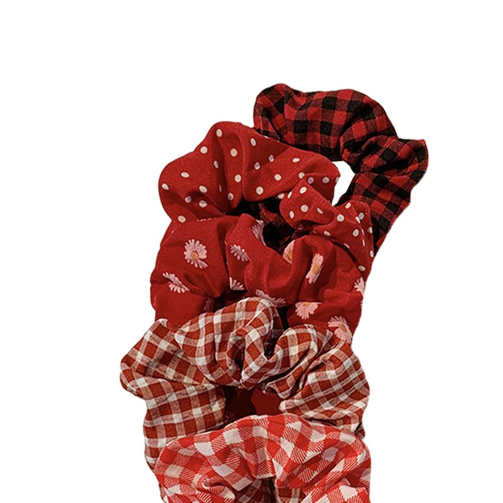Hair Scrunchie Elastic Ponytail Ties Fashion Pony Tail Holder Band Bobbles 5PCS Red
