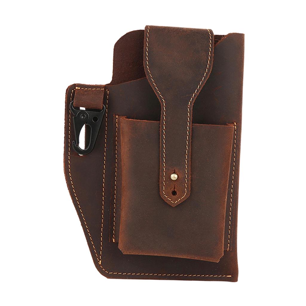 Men Leather Phone Holster Belt Bag Pocket Key Holder Waist Bag Purse Coffee