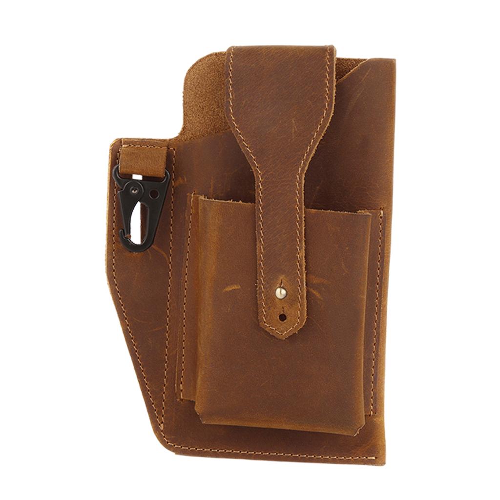 Men Leather Phone Holster Belt Bag Pocket Key Holder Waist Bag Purse Brown