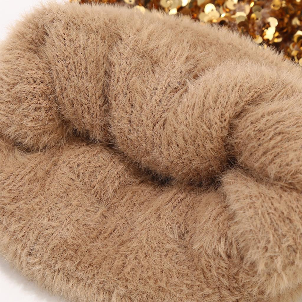 WOMENS LADIES KNIT WINTER POM POM SKI BEANIE HAT FLEECE LINING Gold