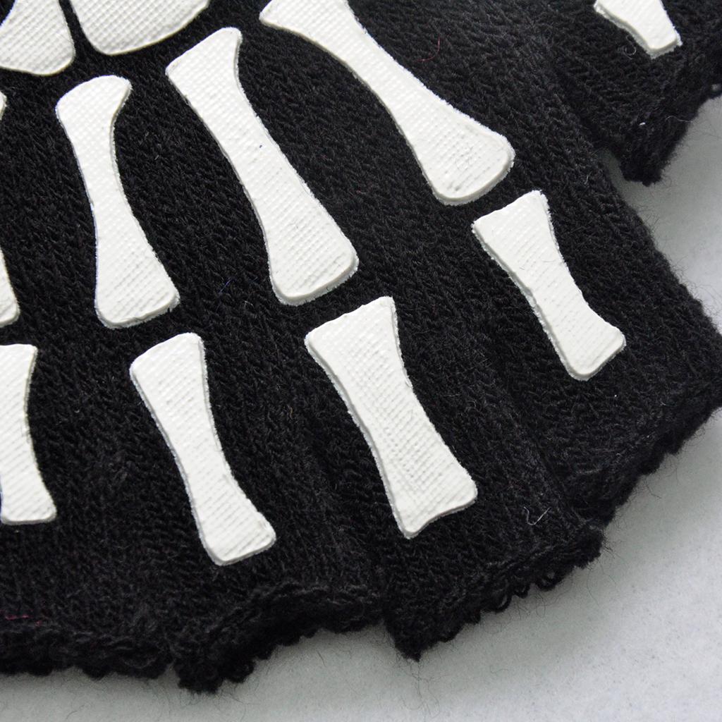Halloween Skeleton Half Finger Gloves Winter for Cosplay Kids Skull