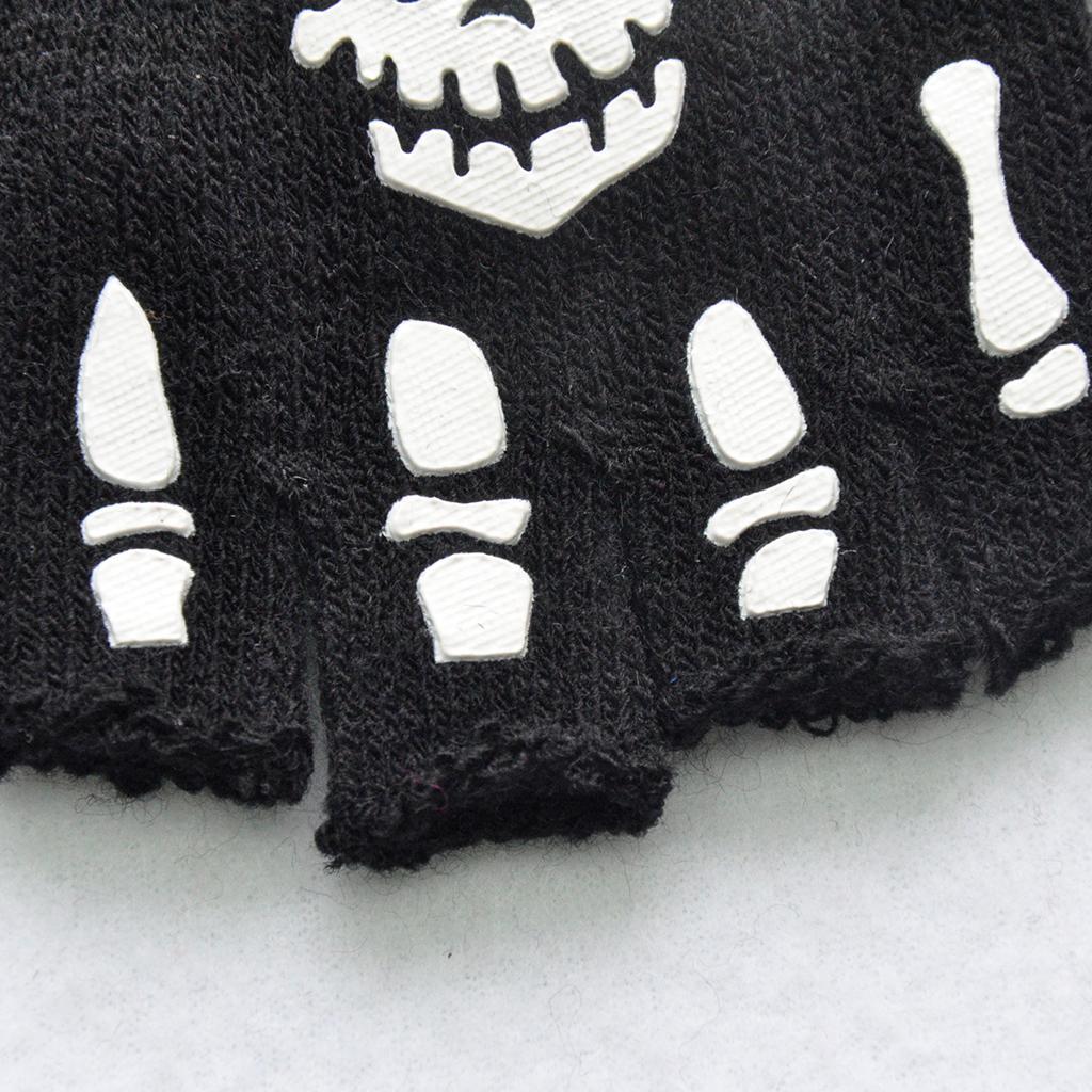 Halloween Skeleton Half Finger Gloves Winter for Cosplay Kids Skull paw