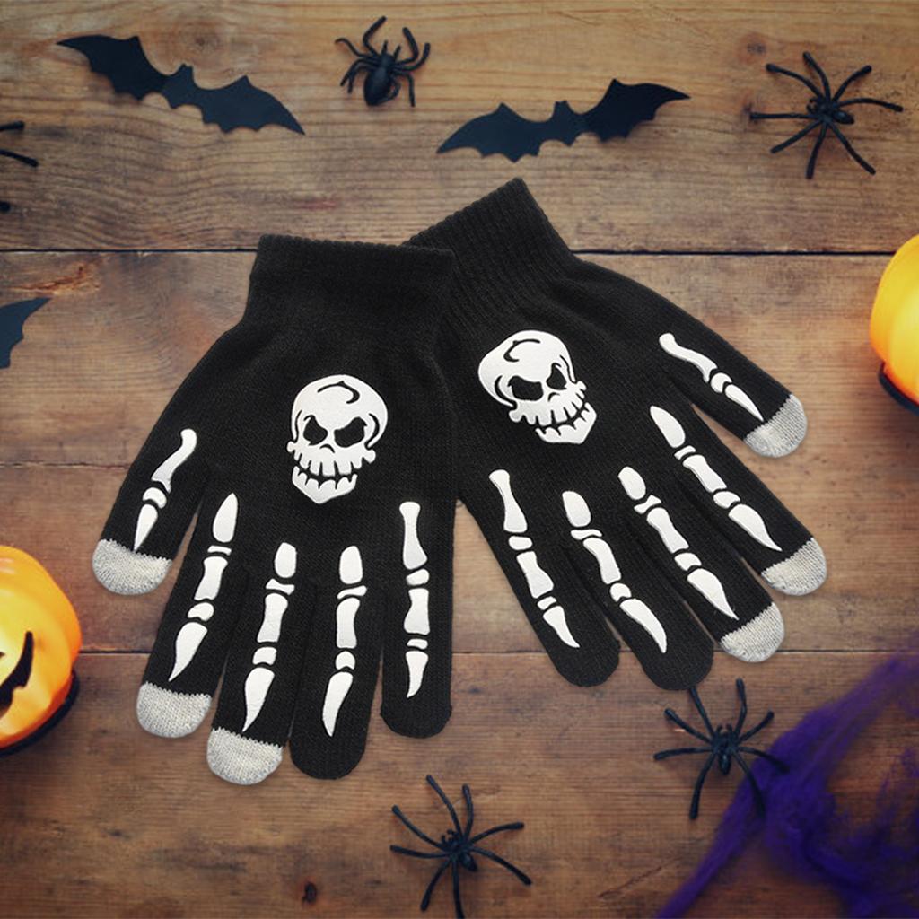 Halloween Skeleton Gloves Glow in The Dark Skull for Cosplay Skull