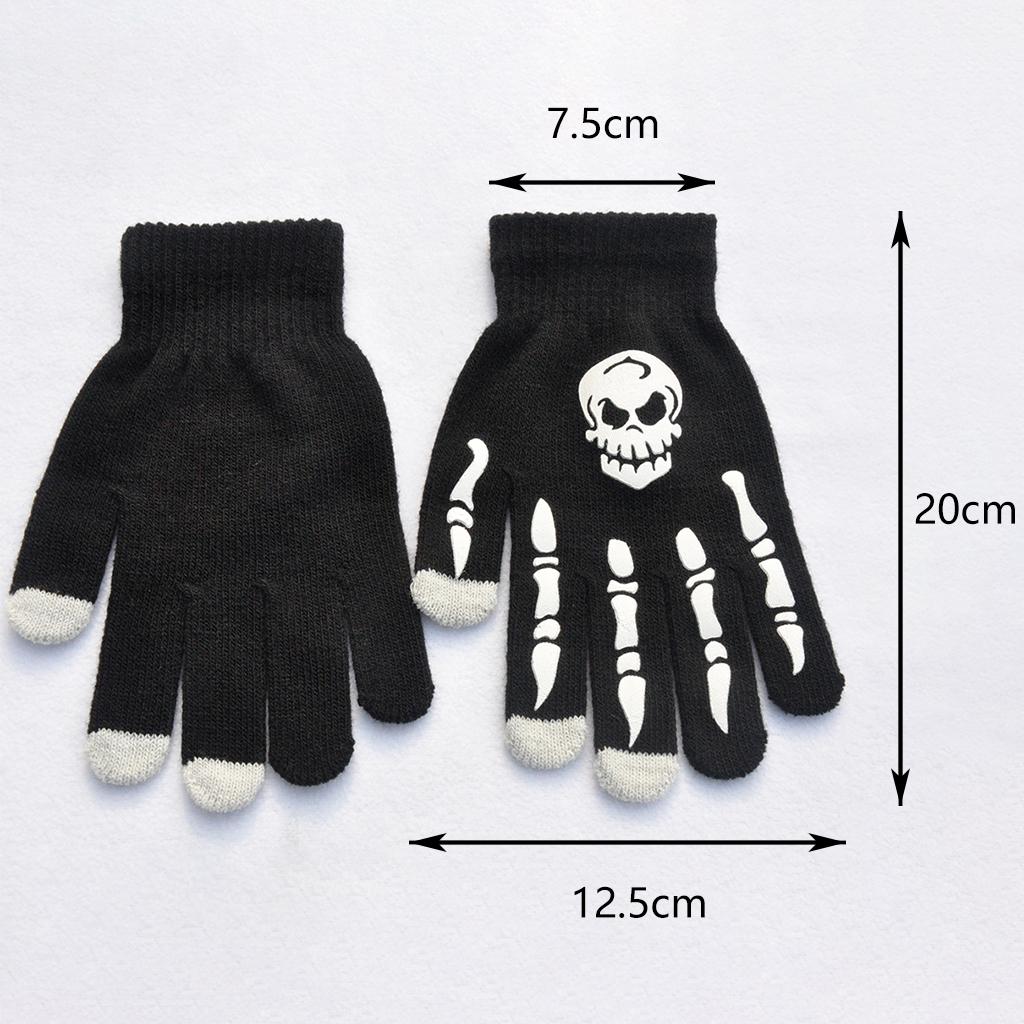 Halloween Skeleton Gloves Glow in The Dark Skull for Cosplay Skull