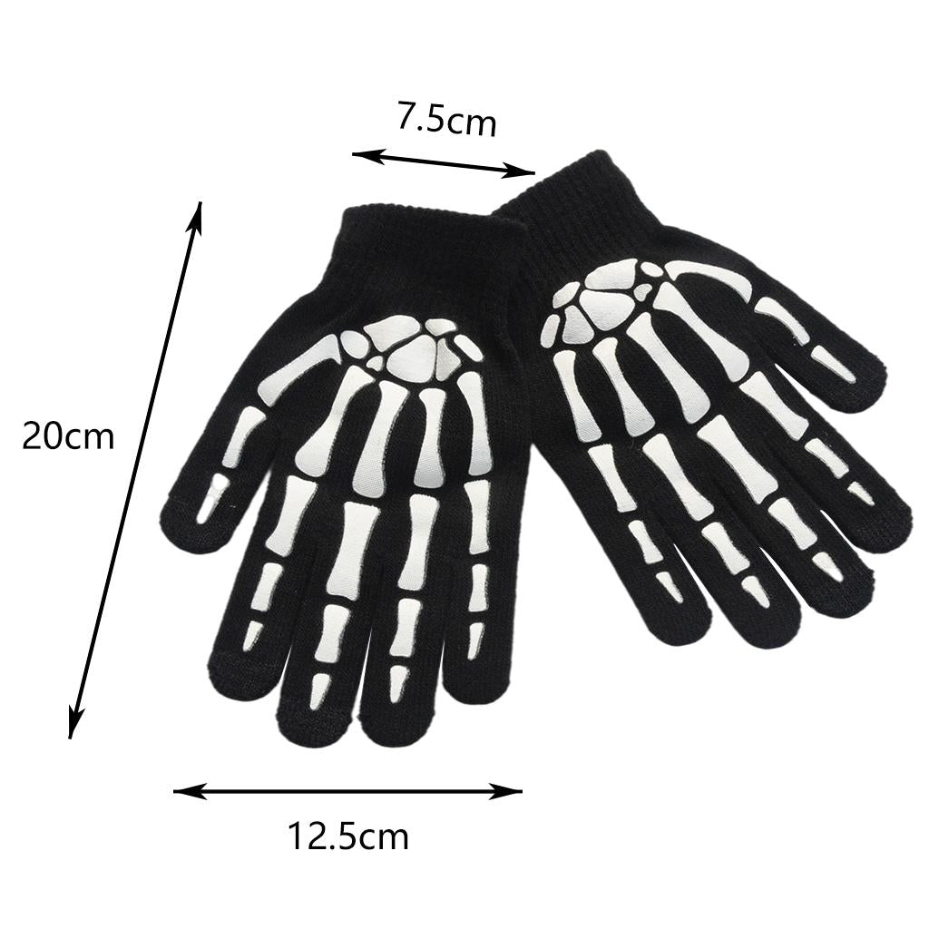 Halloween Skeleton Gloves Glow in The Dark Skull for Cosplay Skull paw