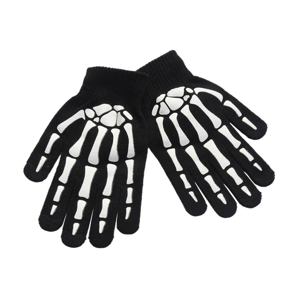 Halloween Skeleton Gloves Glow in The Dark Skull for Cosplay Skull paw