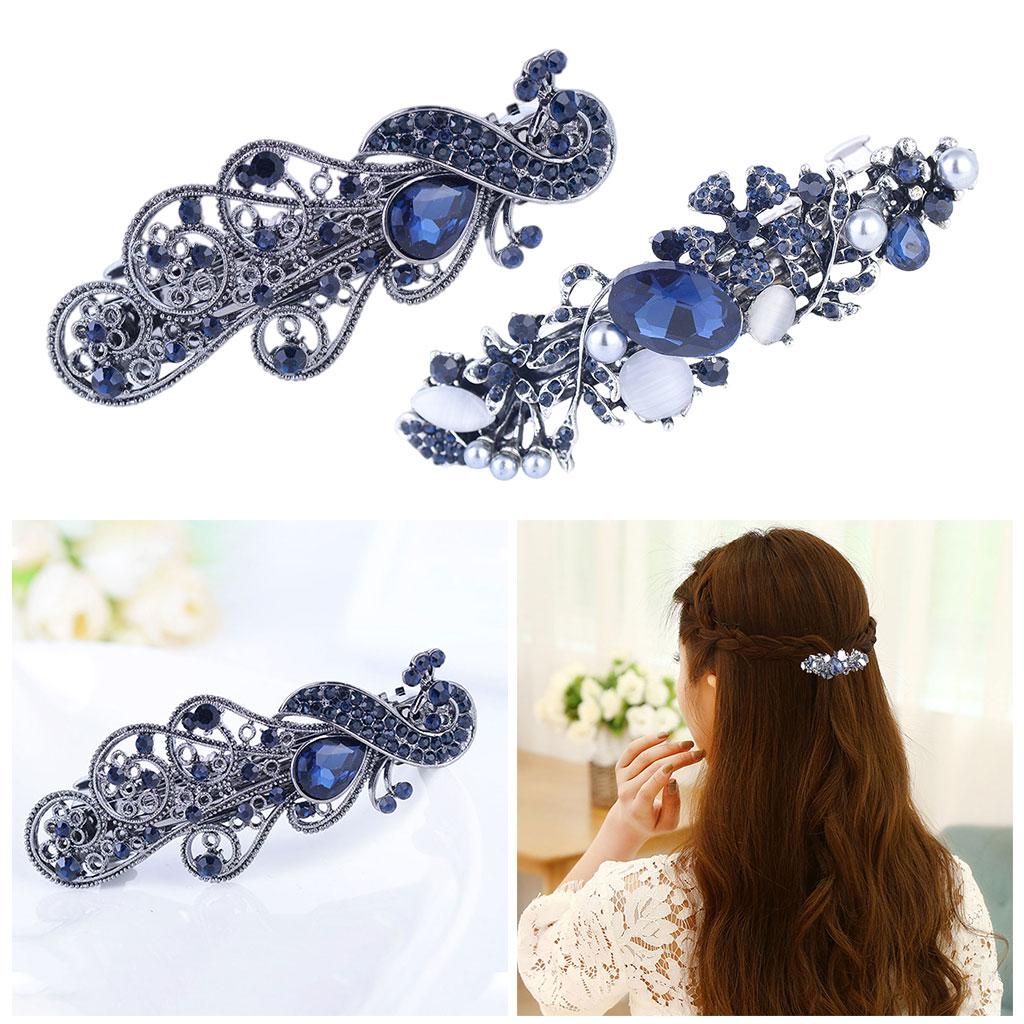 Hair Barrette Clamp Elegant Jewelry Clip for Wedding Women 651 Pearl Flower