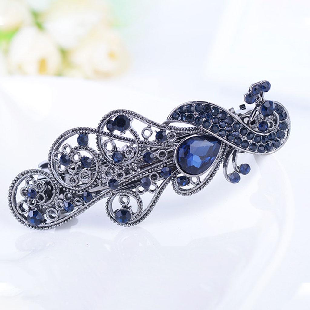 Hair Barrette Clamp Elegant Jewelry Clip for Wedding Women  658 Blue
