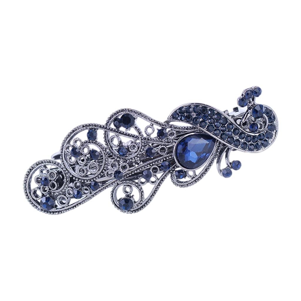 Hair Barrette Clamp Elegant Jewelry Clip for Wedding Women  658 Blue