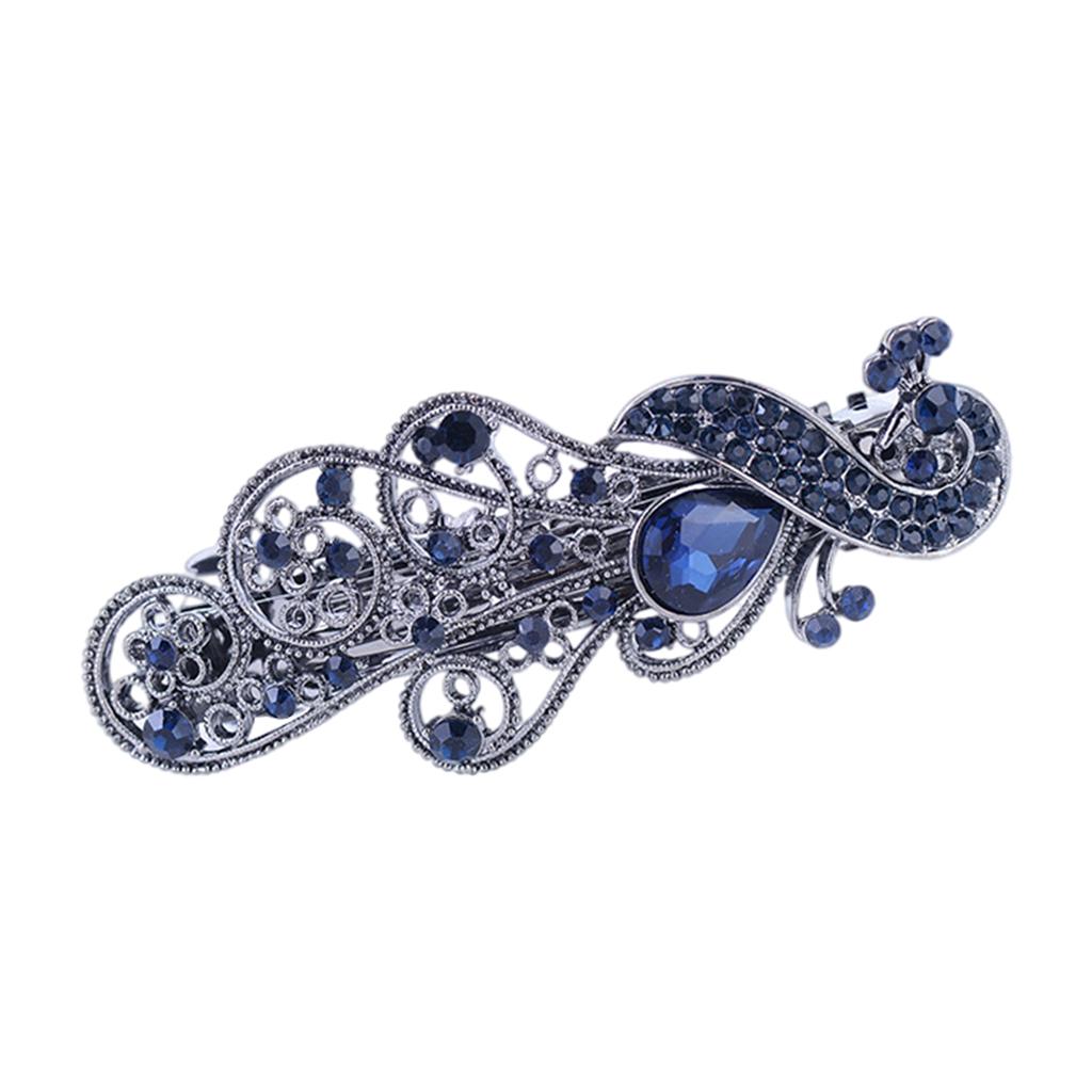 Hair Barrette Clamp Elegant Jewelry Clip for Wedding Women  658 Blue