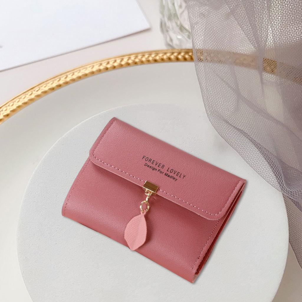 Female Lady Small Coin Purse Slim Wallet Bag Handbag Travel Purse Dark Pink