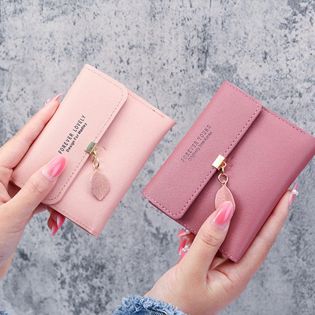 Female Lady Small Coin Purse Slim Wallet Bag Handbag Travel Purse Dark Pink