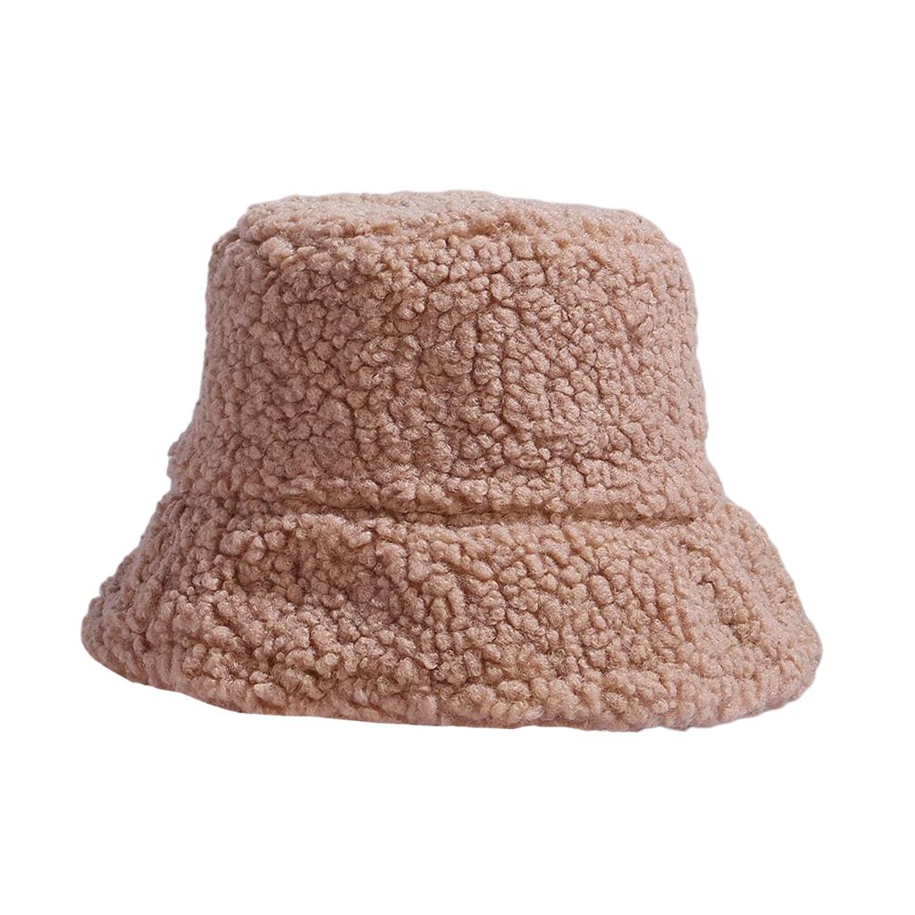Winter Bucket Hat Warm Faux Fur Wool Elegant for Autumn Winter Hat Khaki