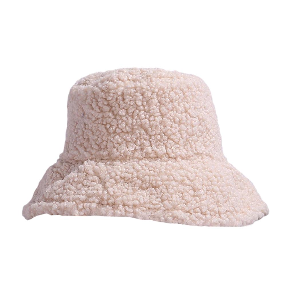 Winter Bucket Hat Warm Faux Fur Wool Elegant for Autumn Winter Hat Beige