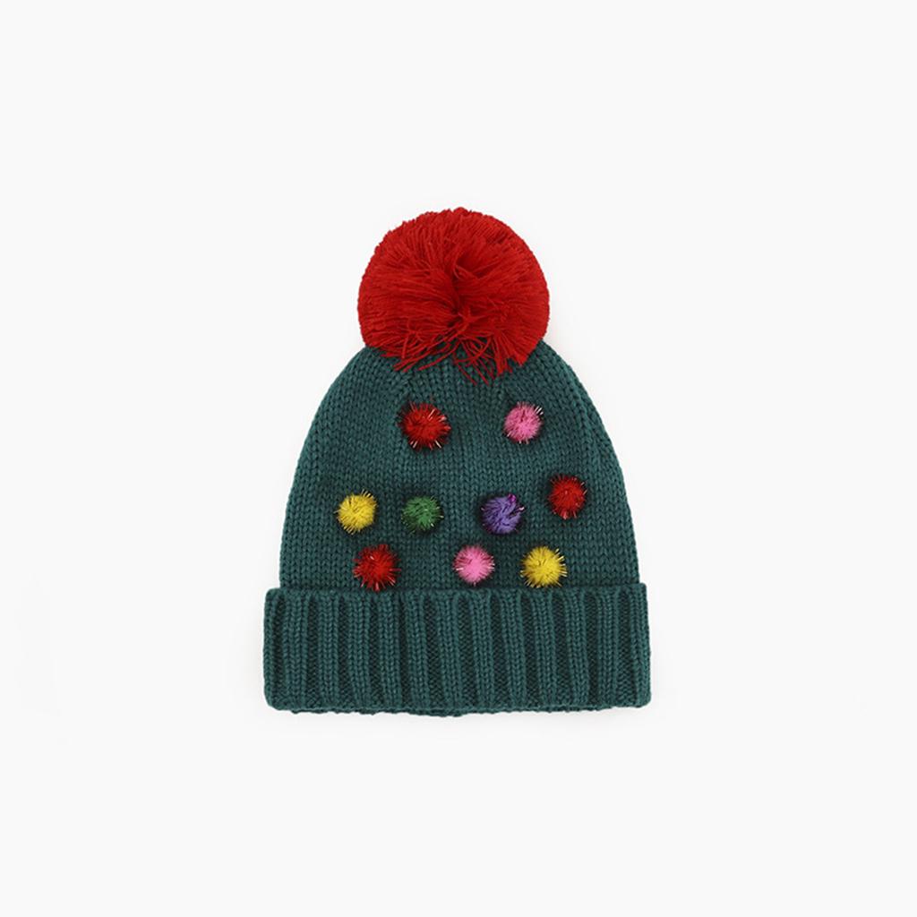 Winter Children Hat with Pom for Boys Girls Colorful Balls  Hat Scarf Set