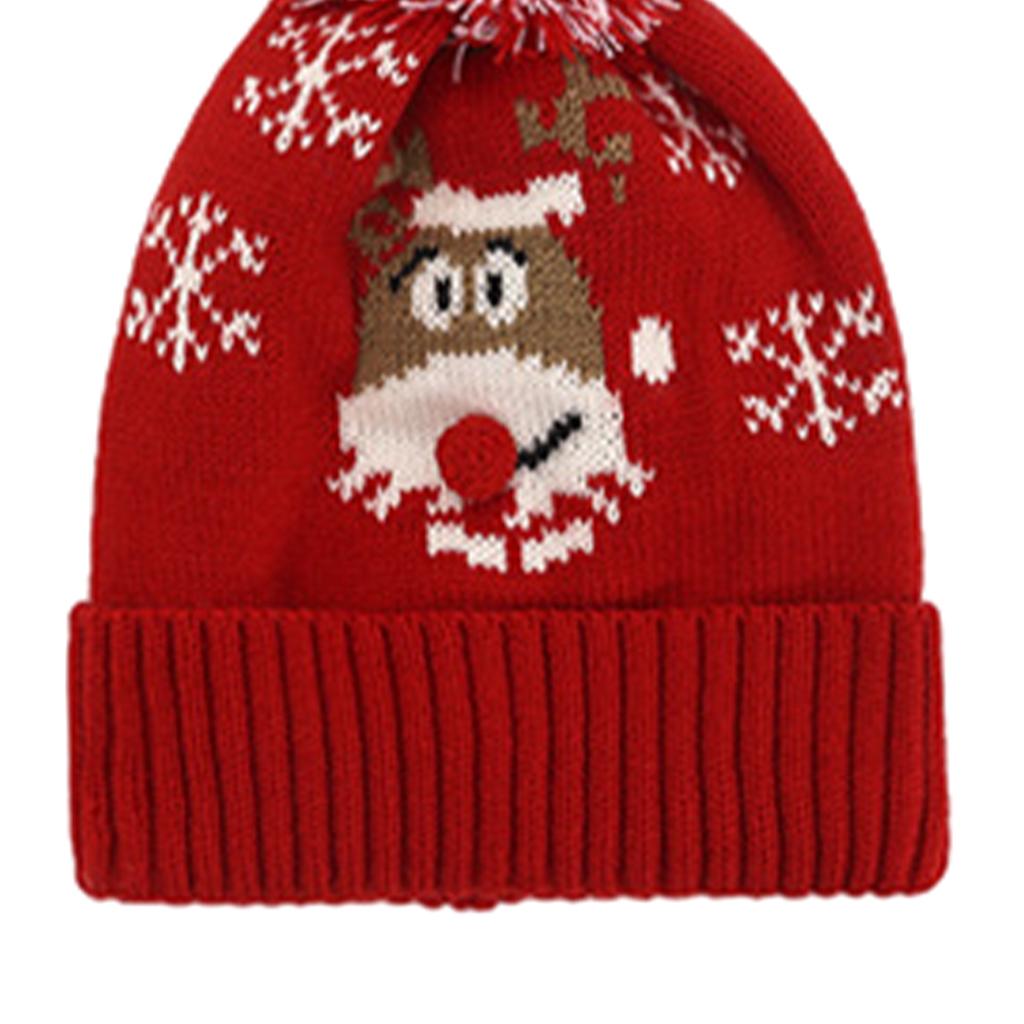 Winter Children Hat with Pom for Boys Girls Red Elk Hat Scarf Set
