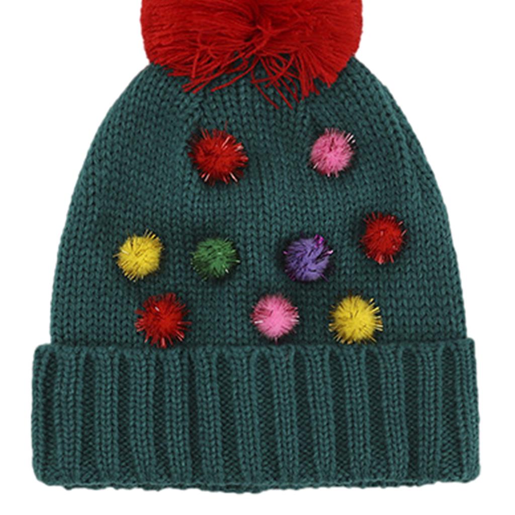 Winter Children Hat with Pom for Boys Girls Colored Ball Single Hat