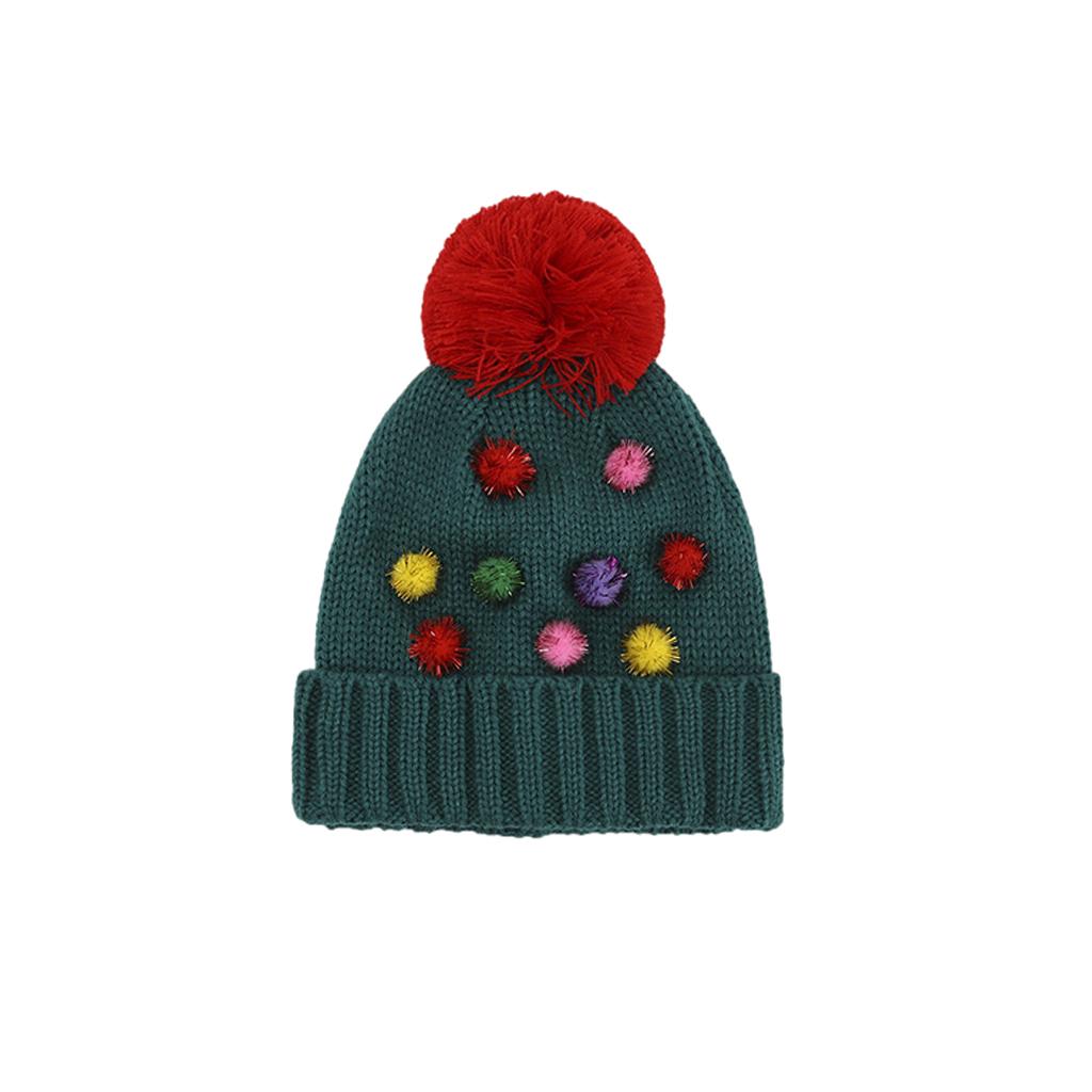 Winter Children Hat with Pom for Boys Girls Colored Ball Single Hat