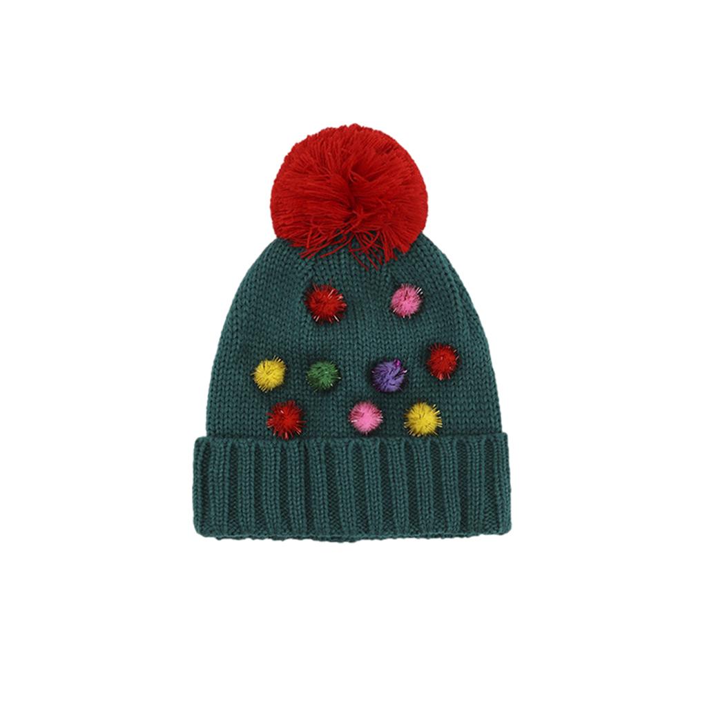 Winter Children Hat with Pom for Boys Girls Colored Ball Single Hat