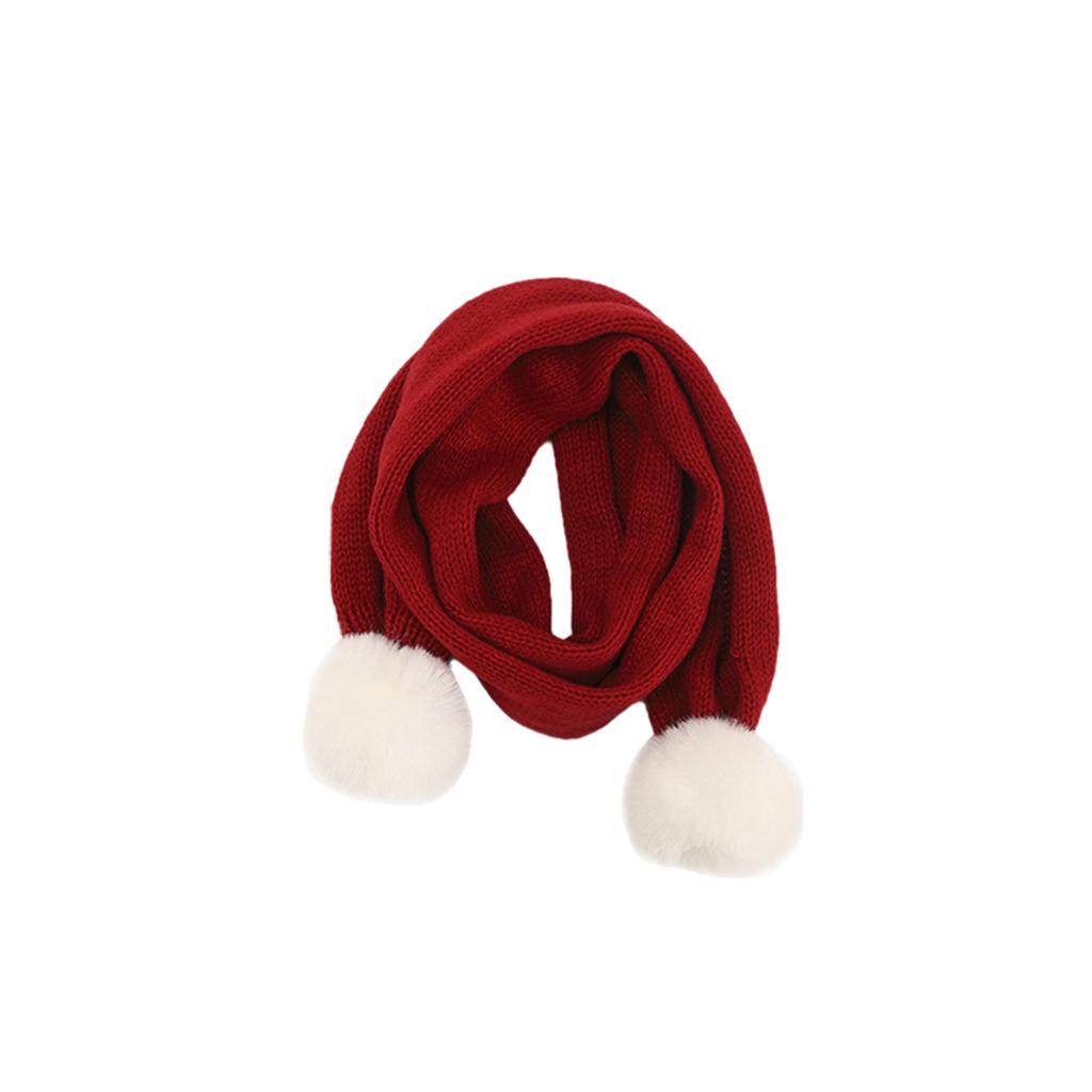 Winter Children Hat with Pom for Boys Girls Red  Single Scarf