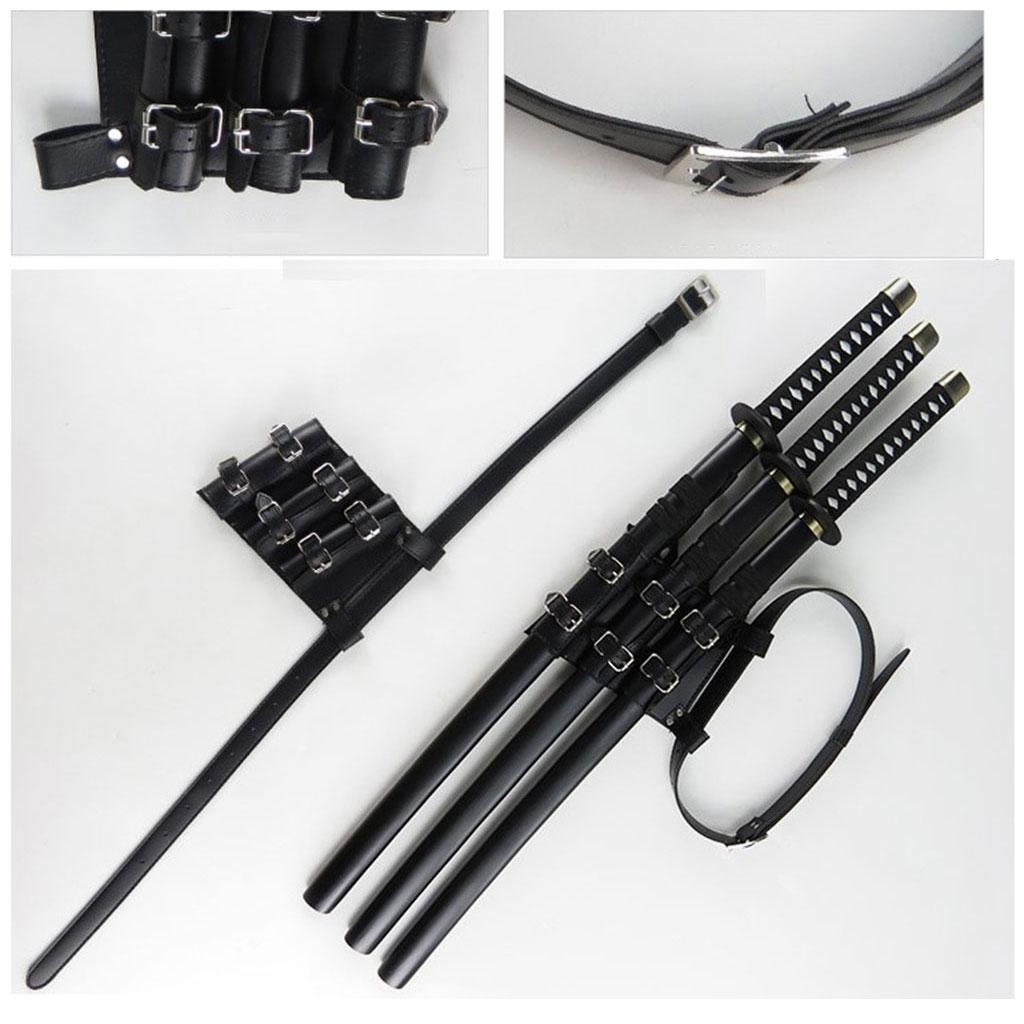 Medieval Sword Holder PU Leather Rapier Belt Waist Sheath Strap Three Pieces