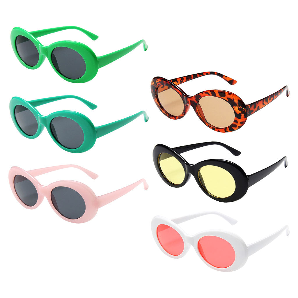Oval Sunglass Lens Plastic Thick Frame Classic for Gatherings Holiday Travel White frame red film