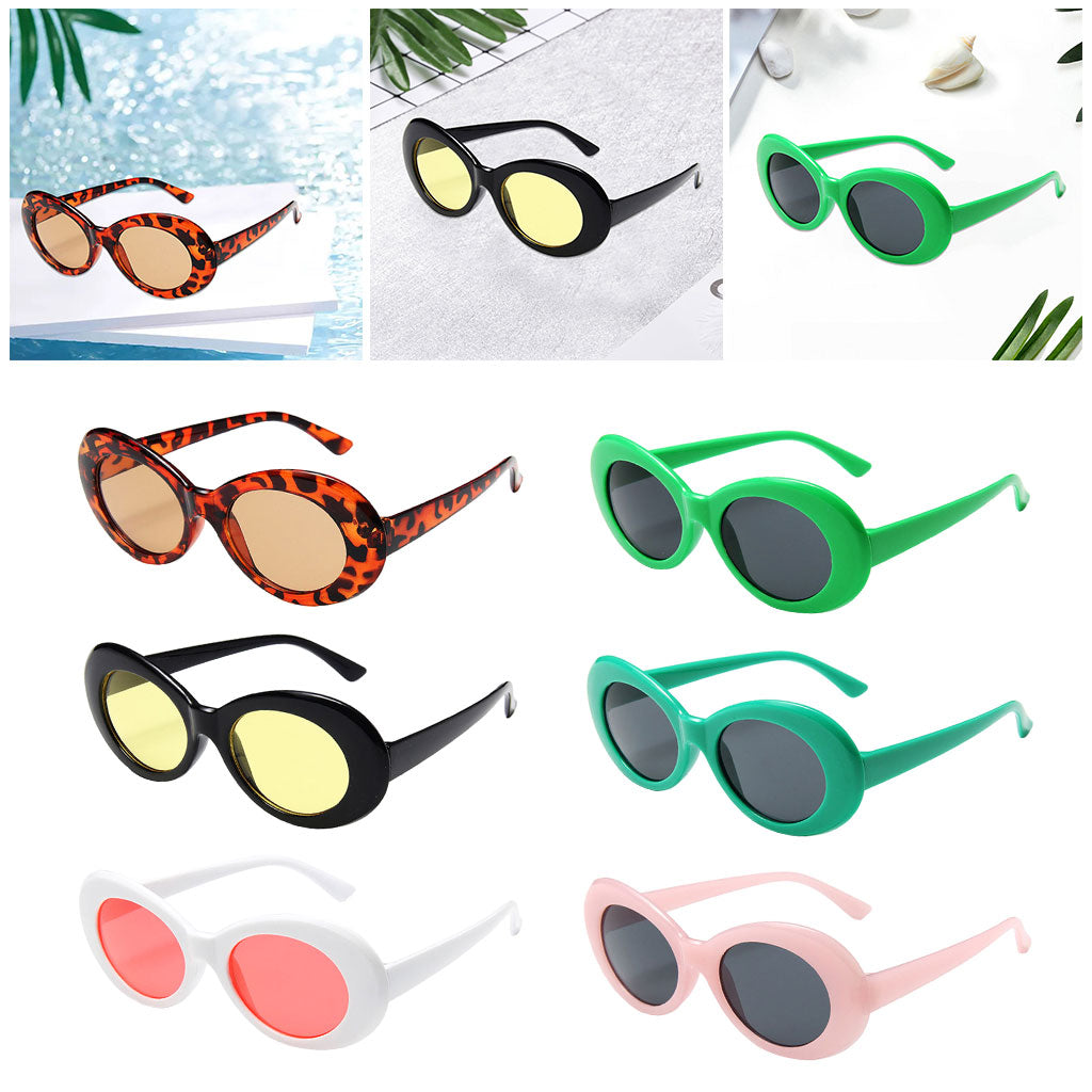 Oval Sunglass Lens Plastic Thick Frame Classic for Gatherings Holiday Travel White frame red film
