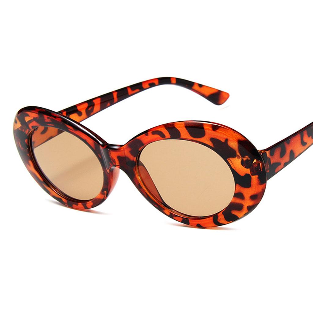 Oval Sunglass Lens Plastic Thick Frame Classic for Gatherings Holiday Travel Leopard Tea Chips