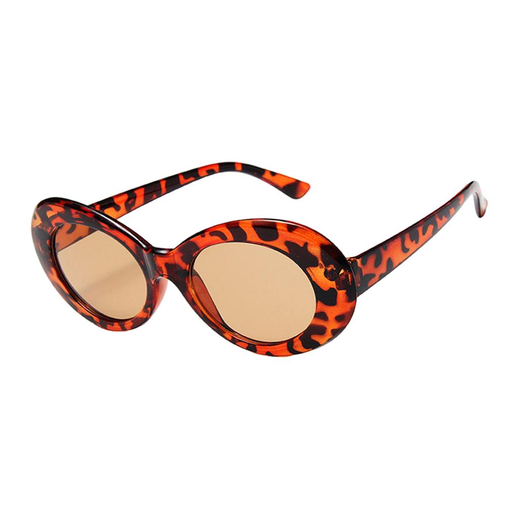 Oval Sunglass Lens Plastic Thick Frame Classic for Gatherings Holiday Travel Leopard Tea Chips