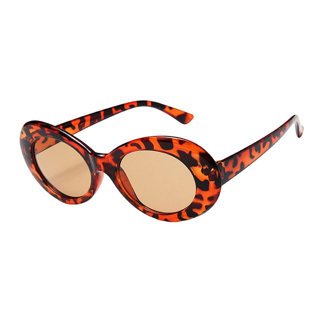Oval Sunglass Lens Plastic Thick Frame Classic for Gatherings Holiday Travel Leopard Tea Chips