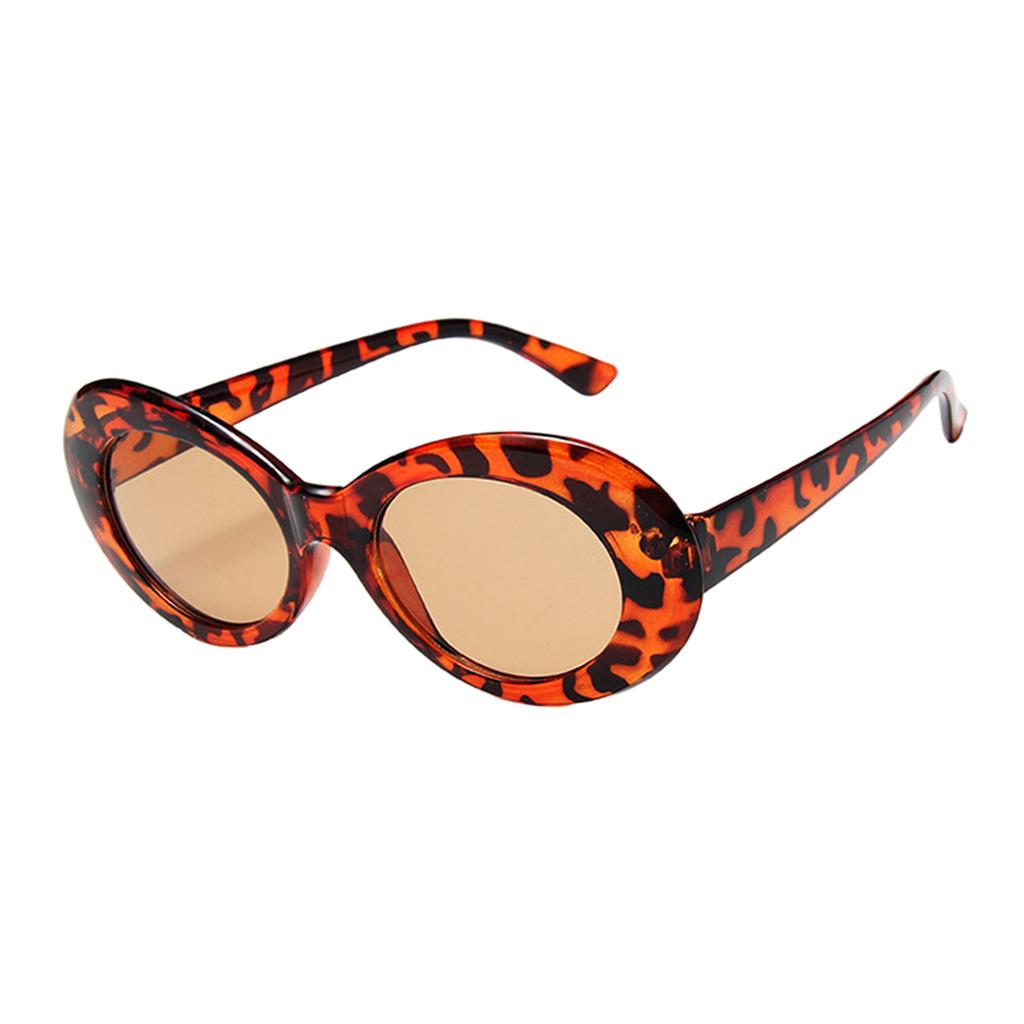 Oval Sunglass Lens Plastic Thick Frame Classic for Gatherings Holiday Travel Leopard Tea Chips