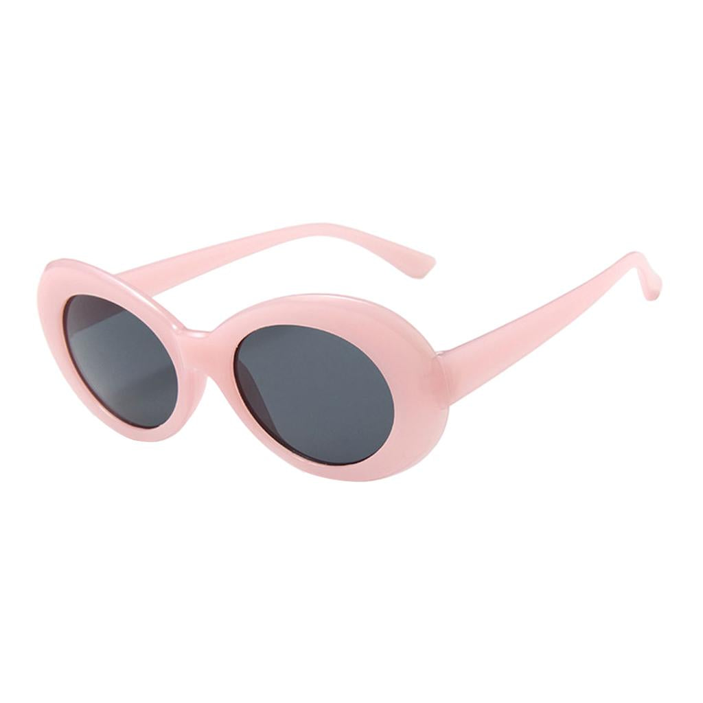 Oval Sunglass Lens Plastic Thick Frame Classic for Gatherings Holiday Travel Pink gray