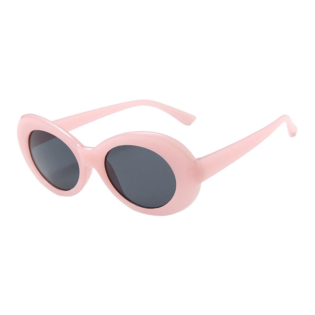 Oval Sunglass Lens Plastic Thick Frame Classic for Gatherings Holiday Travel Pink gray